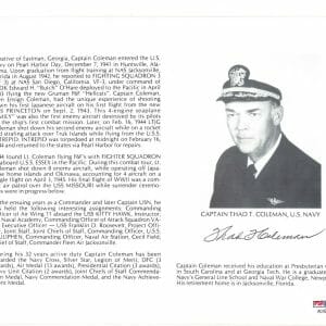 THAD COLEMAN SIGNED 8X10 (D) PSA DNA AC42196 WWII ACE 8 KILLS
Opens in a new window or tab