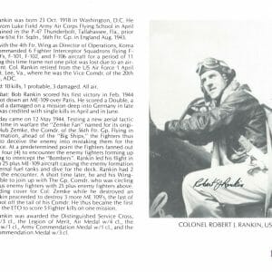 ROBERT RANKIN SIGNED 8X10 (D) PSA DNA AC42873 WWII ACE 10 KILLS
Opens in a new window or tab