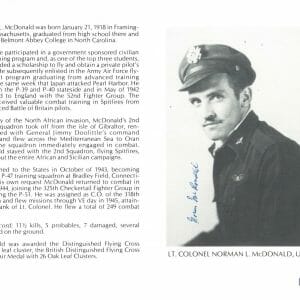 NORMAN MCDONALD SIGNED 8X10 (D) PSA DNA AC42721 WWII ACE 11.5 KILLS
Opens in a new window or tab