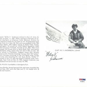 WILLIE Y ANDERSON SIGNED 8X10 (D) PSA DNA AC42013 WWII WAR ACE TRIPLE ACE
Opens in a new window or tab