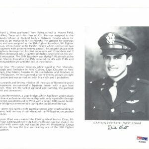 RICHARD WEST SIGNED 8X10 (D) PSA DNA AC42484 WWII ACE 14 KILLS
Opens in a new window or tab