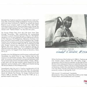 WENDELL TWELVES SIGNED 8X10 (D) PSA DNA AC42419 WWII ACE 13 KILLS
Opens in a new window or tab