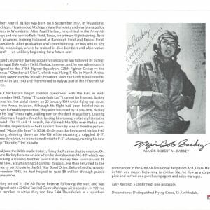 ROBERT BARKEY SIGNED 8X10 (D) PSA DNA AC42058 WWII ACE 5 KILLS
Opens in a new window or tab
