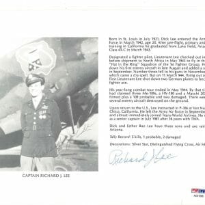 RICHARD LEE SIGNED 8X10 (D) PSA DNA AC41596 WWII ACE 5 KILLS
Opens in a new window or tab