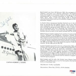 ROBERT GOEBEL SIGNED 8X10 (D) PSA DNA AC42652 WWII ACE 11 KILLS
Opens in a new window or tab