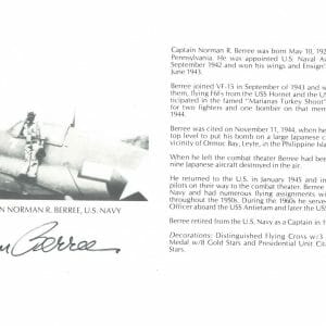 NORMAN BERREE SIGNED 8X10 (D) PSA DNA Z70649 WWII ACE 9 KILLS
Opens in a new window or tab