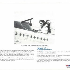 WALTER GOEHAUSEN SIGNED 8X10 (D) PSA DNA AC42655 WWII ACE 10 KILLS
Opens in a new window or tab
