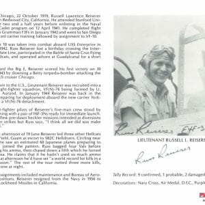 RUSSELL REISERER SIGNED 8X10 (D) PSA DNA AC42888 WWII ACE 9 KILLS
Opens in a new window or tab