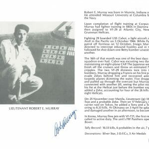 ROBERT MURRAY SIGNED 8X10 (D) PSA DNA AC42785 WWII ACE 10.33 KILLS
Opens in a new window or tab