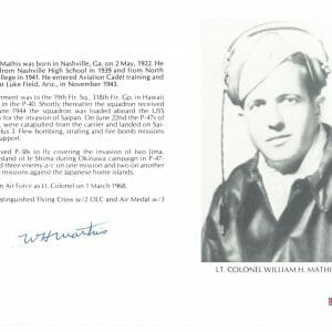 WILLIAM MATHIS SIGNED 8X10 (D) PSA DNA AC42694 WWII ACE 5 KILLS
Opens in a new window or tab