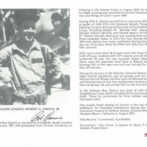 ROBERT OWENS SIGNED 8X10 (D) PSA DNA AC42821 WWII ACE 7 KILLS
Opens in a new window or tab