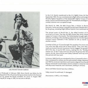 STEVEN GERICK SIGNED 8X10 (D) PSA DNA AC42637 WWII ACE 8 KILLS
Opens in a new window or tab
