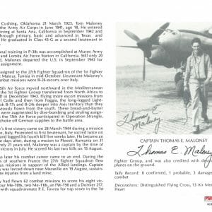 THOMAS MALONEY SIGNED 8X10 (D) PSA DNA AC41659 WWII ACE 8 KILLS
Opens in a new window or tab