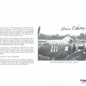 VINCENT ELLIOTT SIGNED 8X10 (D) PSA DNA AC42553 WWII ACE 7 KILLS
Opens in a new window or tab