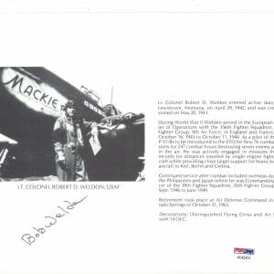 ROBERT WELDON SIGNED 8X10 (D) PSA DNA AC42474 WWII ACE 7 KILLS
Opens in a new window or tab