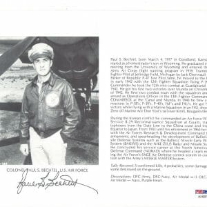 PAUL BECHTEL SIGNED 8X10 (D) PSA DNA AC42071 WWII ACE 5 KILLS
Opens in a new window or tab