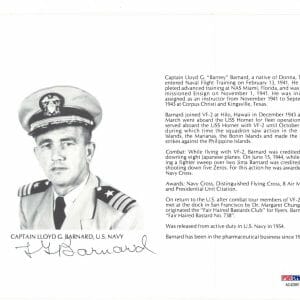 LLOYD BARNARD SIGNED 8X10 (D) PSA DNA AC42061 WWII ACE 8 KILLS
Opens in a new window or tab