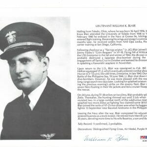 WILLIAM BLAIR SIGNED 8X10 (D) PSA DNA AC42104 WWII ACE 5 KILLS
Opens in a new window or tab