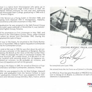 ROGER PRYOR SIGNED 8X10 (D) PSA DNA AC42865 WWII ACE 5 KILLS
Opens in a new window or tab