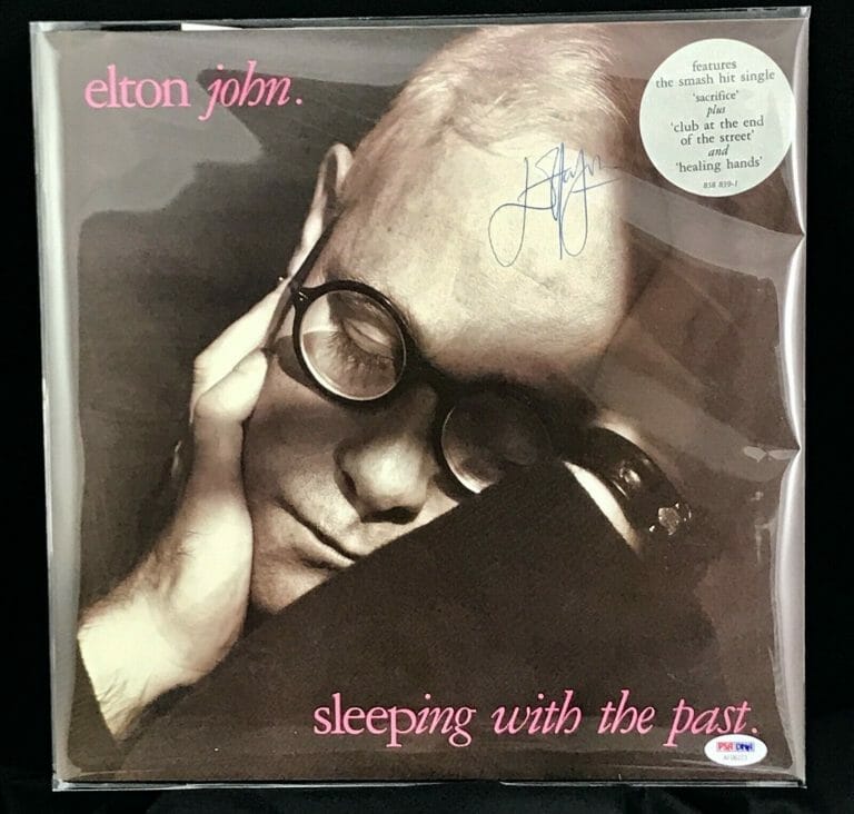 ELTON JOHN SIGNED SLEEPING WITH THE PAST ALBUM PSA DNA AF067273 RARE FULL NAME
 COLLECTIBLE MEMORABILIA