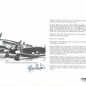 WILLIAM CULLERTON SIGNED 8X10 (D) PSA DNA AC42241 WWII ACE 5 KILLS
Opens in a new window or tab