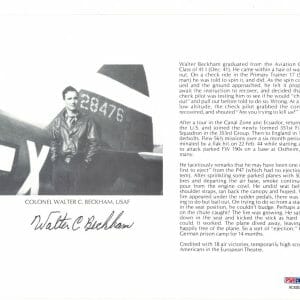 WALTER BECKHAM SIGNED 8X10 (D) PSA DNA AC42077 WWII ACE 18 KILLS
Opens in a new window or tab