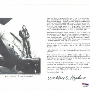 WALLACE HOPKINS SIGNED 8X10 (D) PSA DNA AC42948 WWII ACE 6 KILLS
Opens in a new window or tab