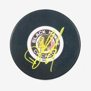 DEREK KING SIGNED HOCKEY PUCK PSA/DNA CHICAGO BLACKHAWKS AUTOGRAPHED
 COLLECTIBLE MEMORABILIA