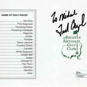 FRED COUPLES HAND SIGNED MASTERS GOLF SCORE CARD TO MICHAEL JSA
