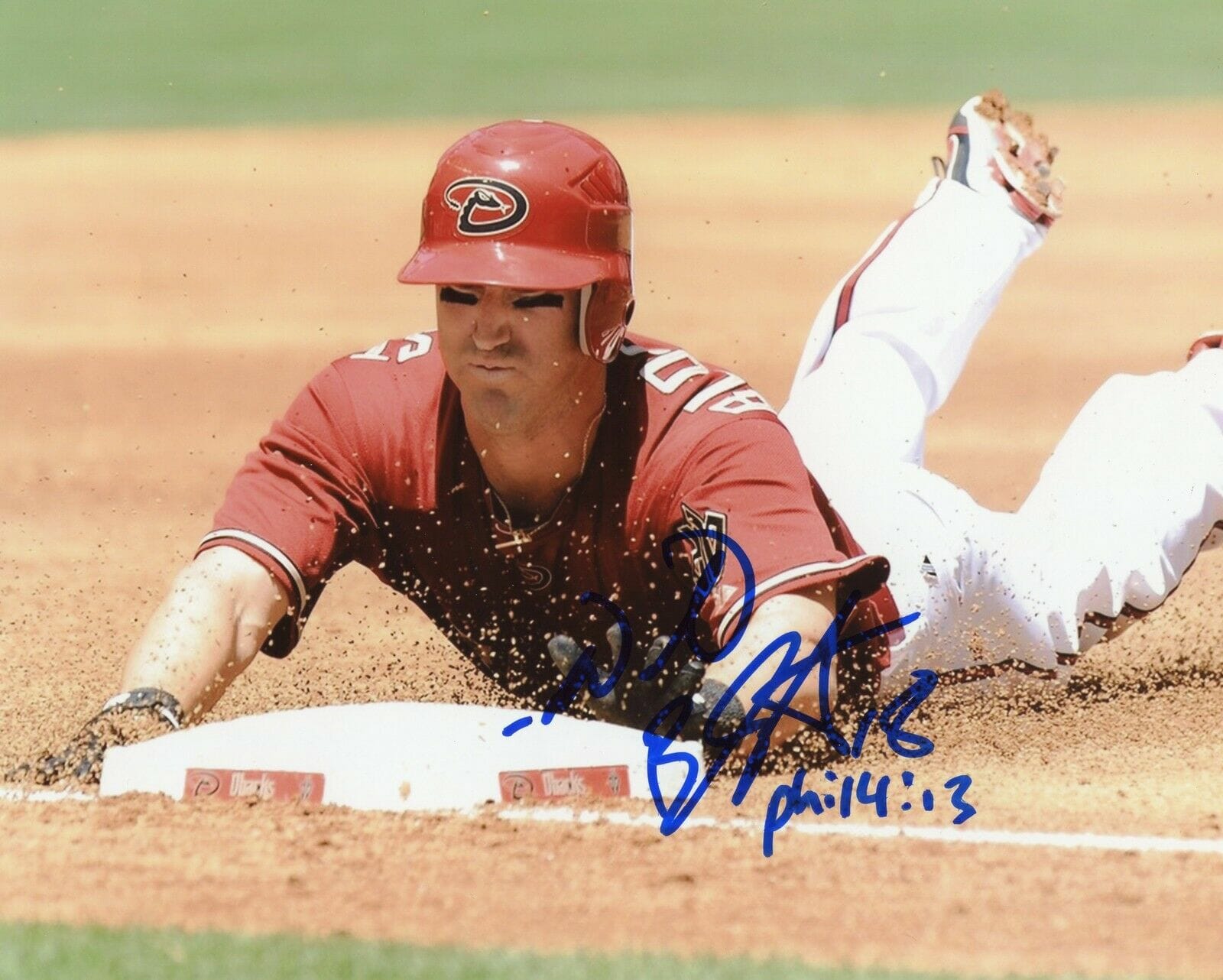 WILLIE BLOOMQUIST SLIDING ARIZONA DIAMONDBACKS AUTOGRAPHED SIGNED 8X10 ...