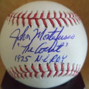 JOHN MONTEFUSCO "THE COUNT" 1975 NL ROY SIGNED AUTOGRAPHED M.L. BASEBALL W/COA
