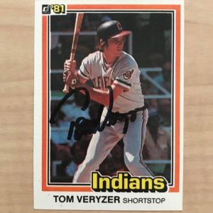 TOM VERYZER CLEVELAND INDIANS SIGNED DECEASED 1981 DONRUSS CARD #199 W/COA