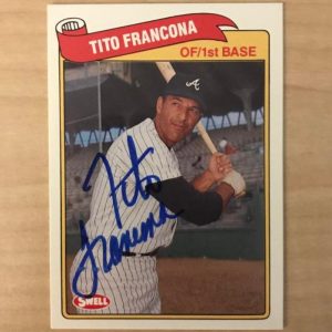 TITO FRANCONA ATLANTA BRAVES SIGNED DECEASED 1989 SWELL CARD #76 W/COA