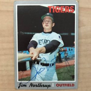 JIM NORTHRUP DETROIT TIGERS SIGNED VINTAGE DECEASED 1970 TOPPS CARD #177 W/COA