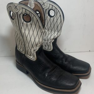 Twisted X Men's 10 D Western Work Boot PULL ON RARE BLACK & WHITE
