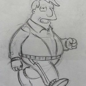 SIMPSONS CARTOON ANIMATION ART PENCIL CEL DRAWING OF MAYOR QUIMBY? VERY RARE
