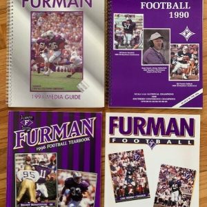 FURMAN FOOTBALL LOT OF 4 MEDIA GUIDES FROM 1990, 1991, 1992+1996 LOT OF 4
