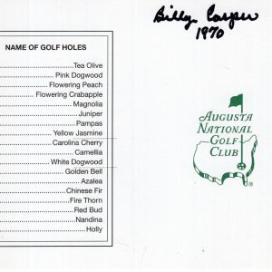 BILLY CASPER HAND SIGNED UNUSED MASTERS SCORECARD+COA 1970 MASTERS CHAMPION