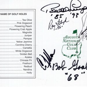 RAY FLOYD+LANGER+ZOELLER+STADLER+GOALBY HAND SIGNED MASTERS GOLF SCORE CARD+COA