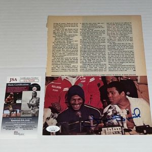 Leon Spinks signed Boxing Magazine Page Heavyweight Champ autographed 2 JSA