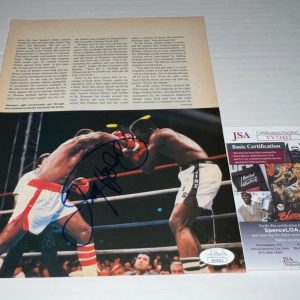 Larry Holmes Heavyweight Champ signed Boxing Magazine Page autographed 4 JSA
