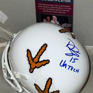 Don Strock Miami Dolphins signed Virginia Tech Hokies White mini helmet JSA