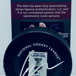 Craig Berube signed St. Louis Blues Stanley Cup Banner Raising Game Puck JSA