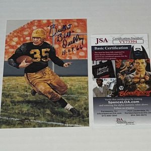 Bullet Bill Dudley Pittsburgh Steelers signed Goal Line Art Card GLAC W/ HOF JSA
