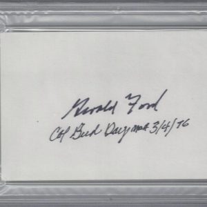 GERALD FORD & BUD DAY SIGNED INDEX CARD PSA DNA SLABBED 83315601 MEDAL OF HONOR