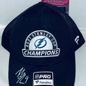 Tyler Johnson signed Tampa Bay Lightning 2021 Stanley Cup Champs Hat JSA