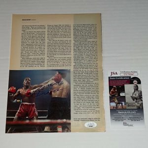 Roberto Duran signed Magazine Page Boxing Champ autographed 2 JSA