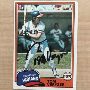 TOM VERYZER CLEVELAND INDIANS SIGNED DECEASED 1981 TOPPS CARD #39 W/COA
