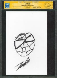 STAN LEE MARVEL AUTHENTIC SIGNED 7×10.5 SPIDER-MAN HAND-DRAWN SKETCH CGC & PSA
 COLLECTIBLE MEMORABILIA
