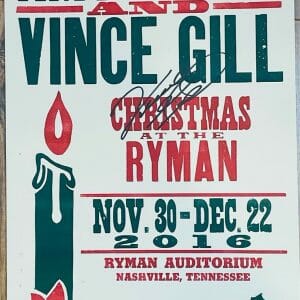 VINCE GILL Signed Autograph Hatch Show Print Poster 14x22 Ryman Christmas JSA
